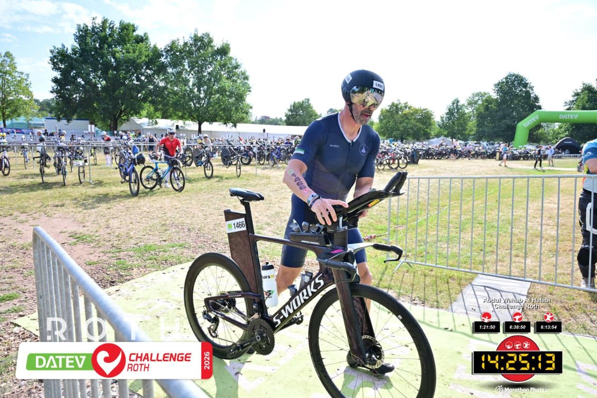 Coached athlete finishing Challenge Roth full-distance triathlon